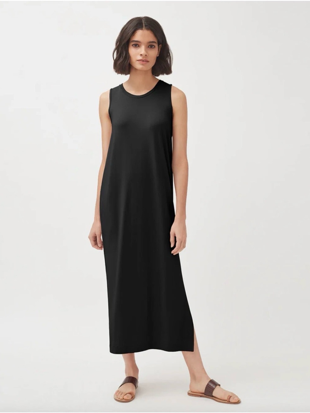 Cuyana Drape-Back Dress β’ L β’ Black β’ Pima Cotton Minimalist Quiet Luxury